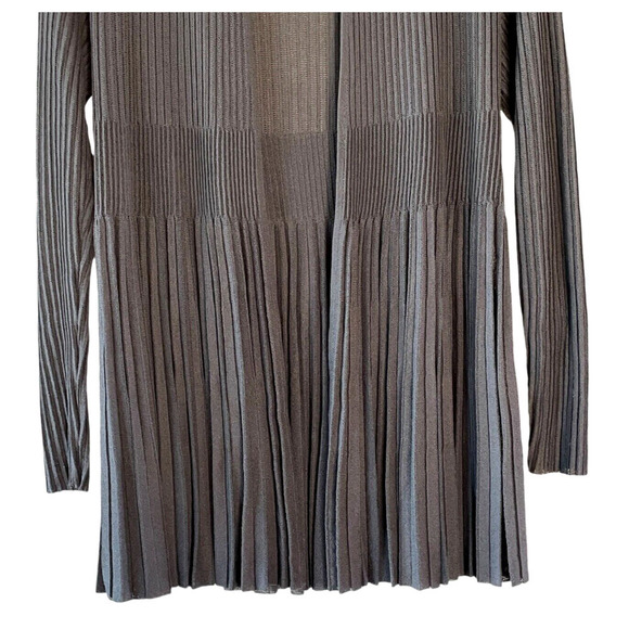 EILEEN FISHER Size Small Dark Gray Long Sleeve Open Pleated Accordion Cardigan - Picture 3 of 8